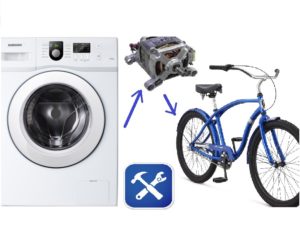Moteur d'une machine à laver à un vélo