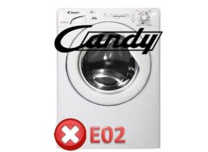 Eroare E02 în mașina de spălat Candy