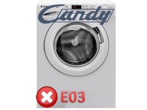 klaida e03 Kandy skalbimo mašinose