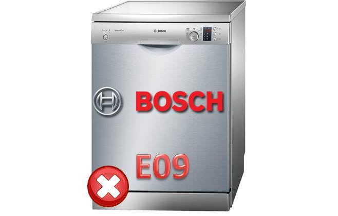 ralat E09 dalam mesin basuh pinggan mangkuk Bosch