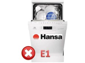 Erro E1 na máquina de lavar louça Hans