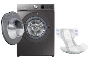 Wat te doen als je een luier met andere dingen in de wasmachine hebt gewassen?