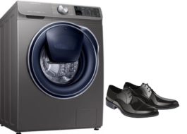 Is it possible to wash leather shoes in a washing machine?