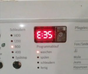 Bosch veļas mašīnā Kļūda E35