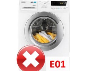 Fel E01 i Zanussi tvättmaskin