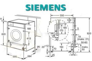 Dimensiunile mașinii de spălat Siemens