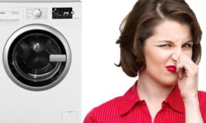 Veikiant skalbimo mašinai jaučiamas perdegusių laidų kvapas.