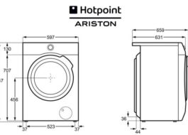 Διαστάσεις πλυντηρίου ρούχων Ariston