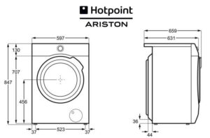 Afmetingen van de Ariston-wasmachine