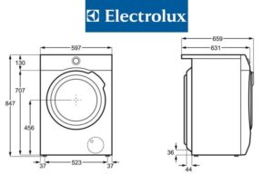 Dimensiones de la lavadora Electrolux.
