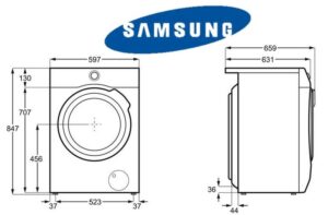 Dimensiunile mașinii de spălat rufe Samsung