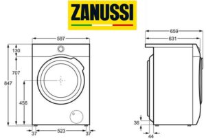 Dimensiunile mașinii de spălat rufe Zanussi