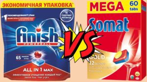 Kuras trauku mazgājamās mašīnas tabletes ir labākas, Finish vai Somat?